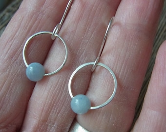 Aquamarijn oorbellen - zilver 925, edelsteen oorbellen # cadeaus voor vrouwen