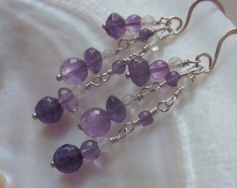 AmethystOhrringe Amethyst Ohrhänger lila silber lange Ohrringe Edelsteine Amethyst Mondstein Ohrschmuck Geschenke für Frauen