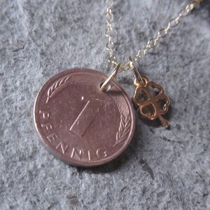 Penny necklace lucky penny necklace goldfill clover necklace necklace with pendant penny lucky love image 3