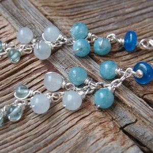 Aquamarine Apatite earrings long earrings silver gifts for her unique gifts