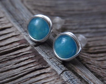 Studs Aquamarine stud sadvocates stud earrings dark blue blue silver gemstone studs gemstone ear jewelry gifts for her