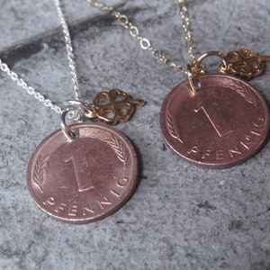 Penny necklace lucky penny necklace goldfill clover necklace necklace with pendant penny lucky love image 4