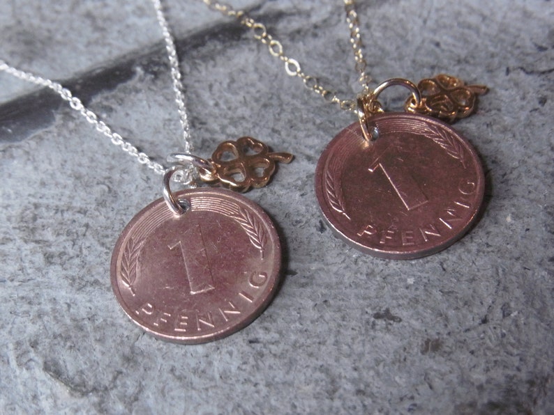 Penny necklace lucky penny necklace goldfill clover necklace necklace with pendant penny lucky love image 4