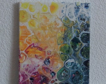 Acryl - Pouring # bunt # Acrylgießen - Kunst # Acrylbild # Original # Unikat - Einzigartiges