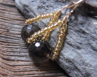 Earrings smoky quartz golden brown earrings brown gold earrings quartz gemstone earrings gifts for women