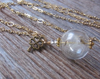 Chaîne Pusteblumen Glass Ball Neck Chained Lucky Dandelion Cadeaux pour son