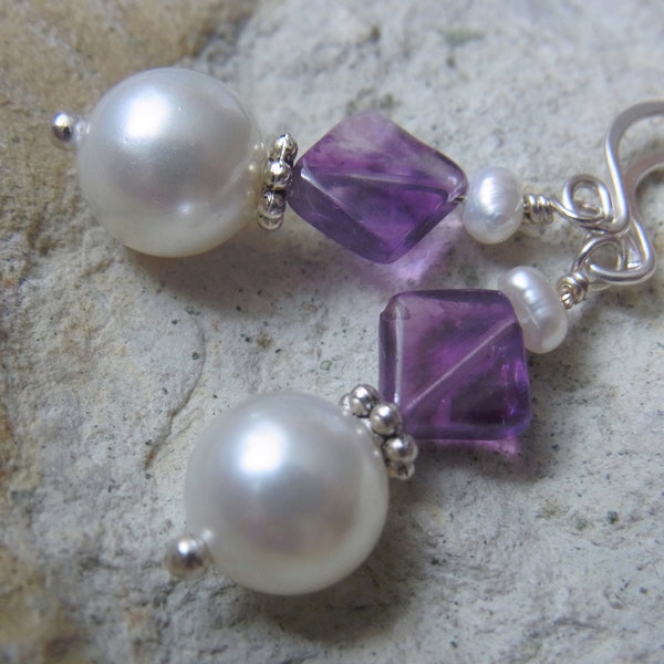 Beaded amethyst earrings earrings earrings white purple beaded earrings amethystear pendant earrings gifts for women