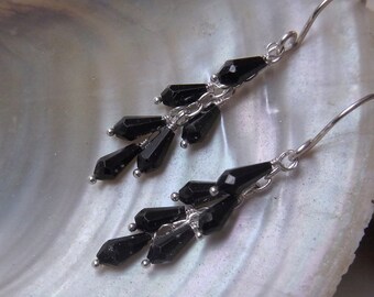 Night sky spinel earrings earrings black silver earrings