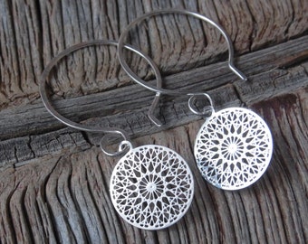 Ornament Ohrringe # Creolen # Boho - Silber - Geschenke für Sie