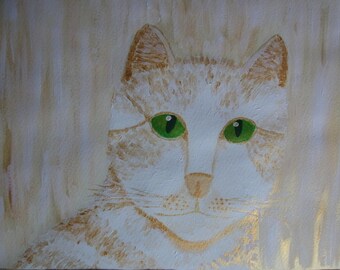 Dezemberglanz Acrylbild Katze Kätzchen golden Gemälde Kunst Wandschmuck Tiere Geschenke