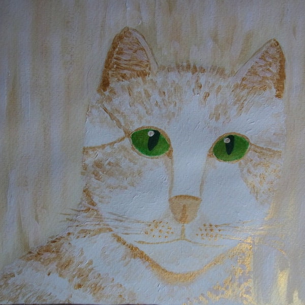 Dezemberglanz Acrylbild Katze Kätzchen golden Gemälde Kunst Wandschmuck Tiere Geschenke