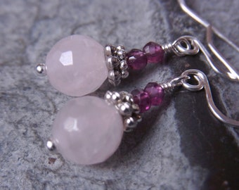 Rose QuartzEarrings Rose Quartz rencontre Garnet