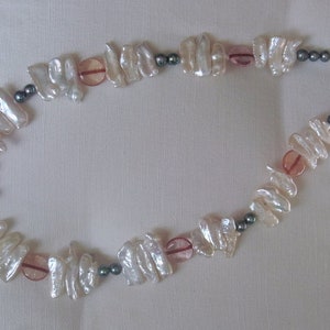 PerlenCollier Biwa-Perlen Süßwasserperlen Halskette Kette Halsschmuck Perlenkette individuelle Geschenke Handarbeit Bild 3