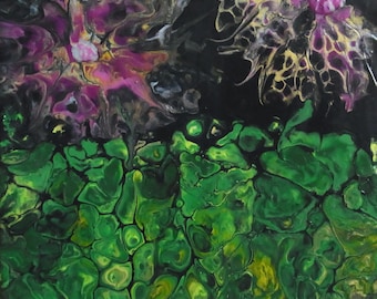 Acrylic - Pouring # Original 20 x 20 # Flower meadow - abstract - Art # Acrylic painting # Original # Unique - Unique