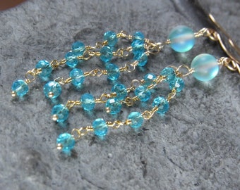 Hydro Topas earrings earrings earrings aquamarine blue gold long earrings gifts for you