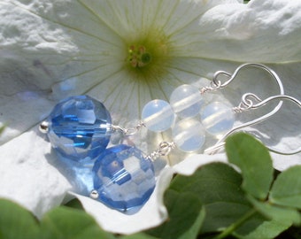 Quarz Opalith QuarzOhrringe Ohrhänger blau Ohrschmuck blau hellblau silber Geschenke für Frauen