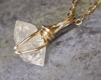 Herkimer diamond silver gold pendant, diamond necklace short chain, gifts for you, Christmas gifts, unique gifts