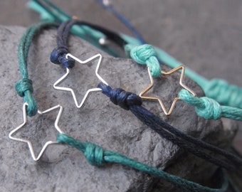 Friendship bracelet bracelet star silver plated partner bracelet bracelet bracelet cotton band gifts for friends