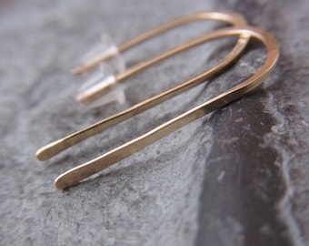 Boucles d’oreilles ouvertes # Argent 925, Goldfill, Remplissage en or rose, Boucles d’oreilles - Boucles d’oreilles ouvertes - Nœud petit # Cadeau pour vous, minimaliste