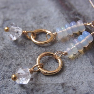 Opal Ohrringe Ohrringe Herkimer Diamant äthiopische Opale Opalohrhänger goldfill Geschenke für Sie Bild 2