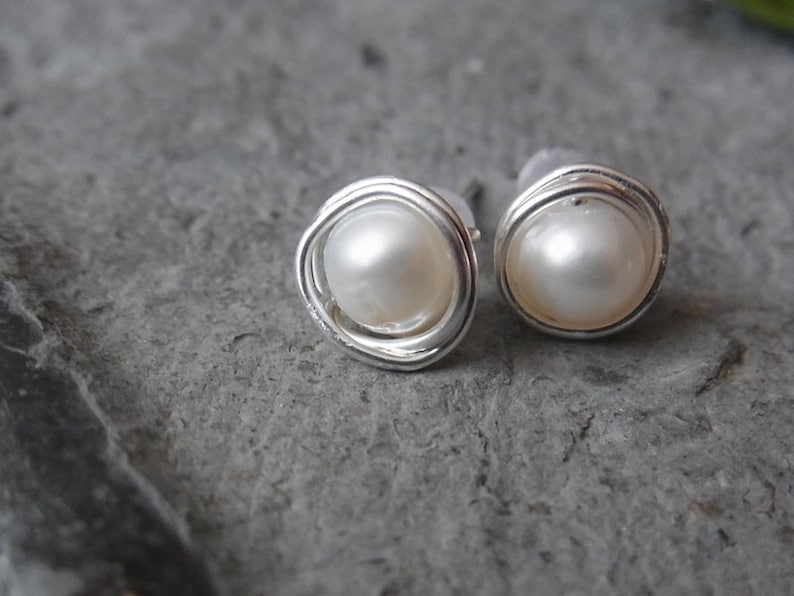 Stud earrings freshwater pearls earrings earrings pearls silver pearl studs pearl studs image 2