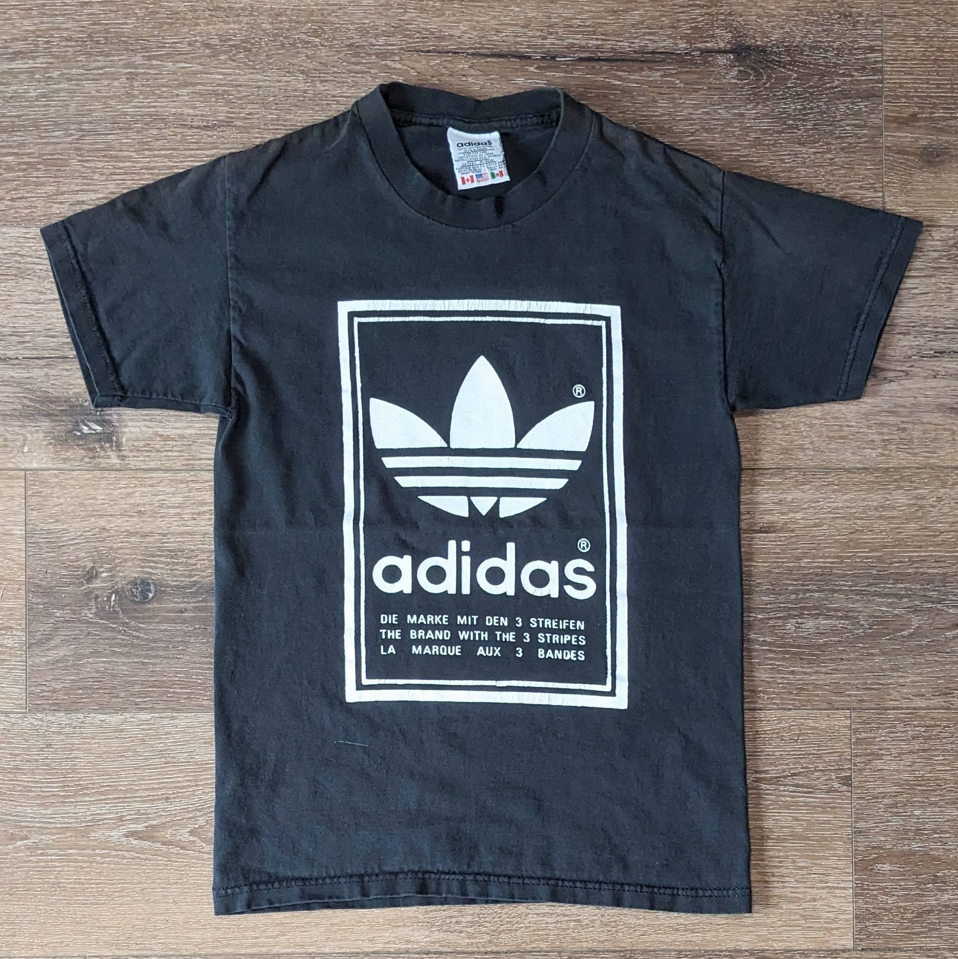 M Vintage SIZE Double Logo Adidas Mirror Etsy - T-shirt