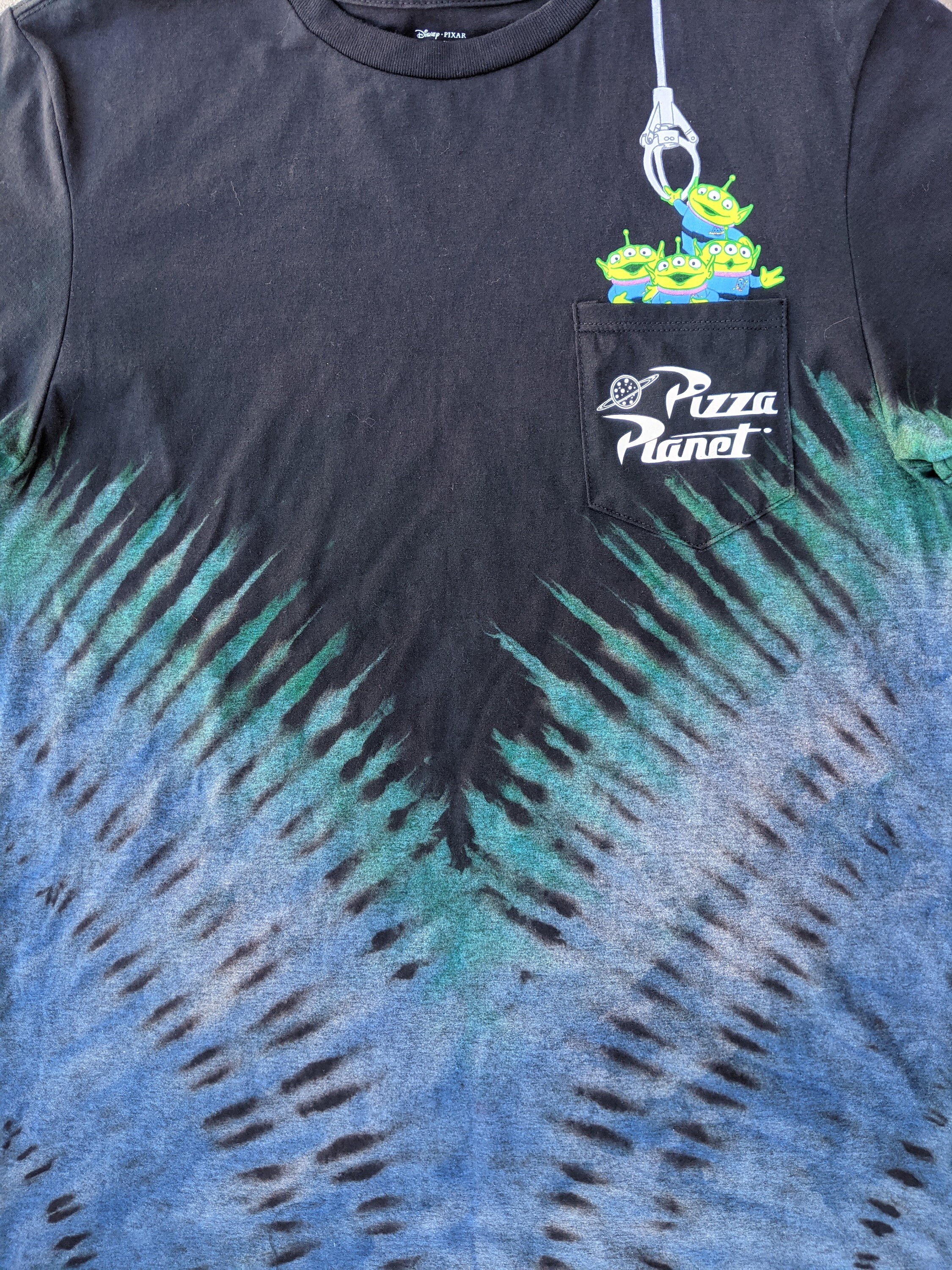pizza planet tie dye shirt