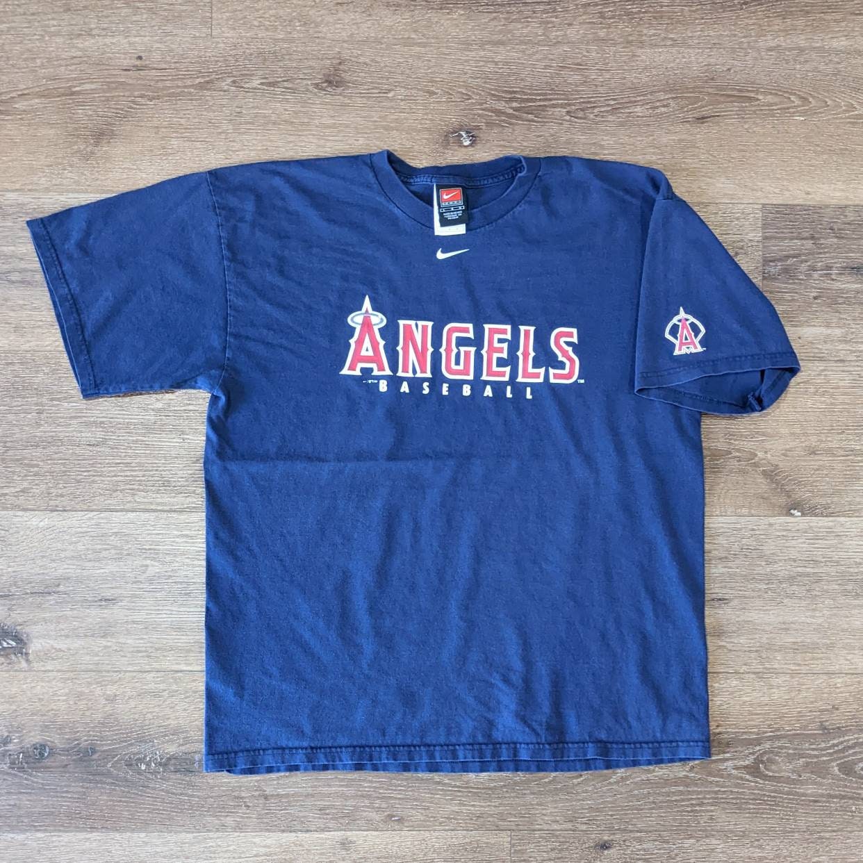 Vintage Anaheim Angels Starter Blue Sewn Button Up Jersey Size Large  (Authentic)
