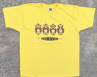 t-shirt vintage No Evil Monkeys - TAILLE XL