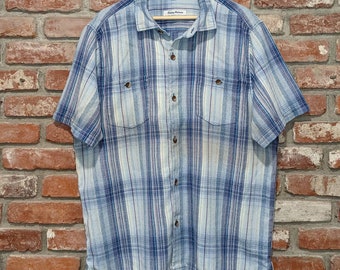 Vintage Tommy Bahama blue plaid shirt