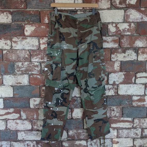 Vintage painted camouflage cargo pants