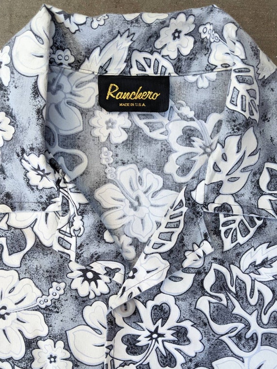 Vintage Ranchero white floral Hawaiian shirt - image 3