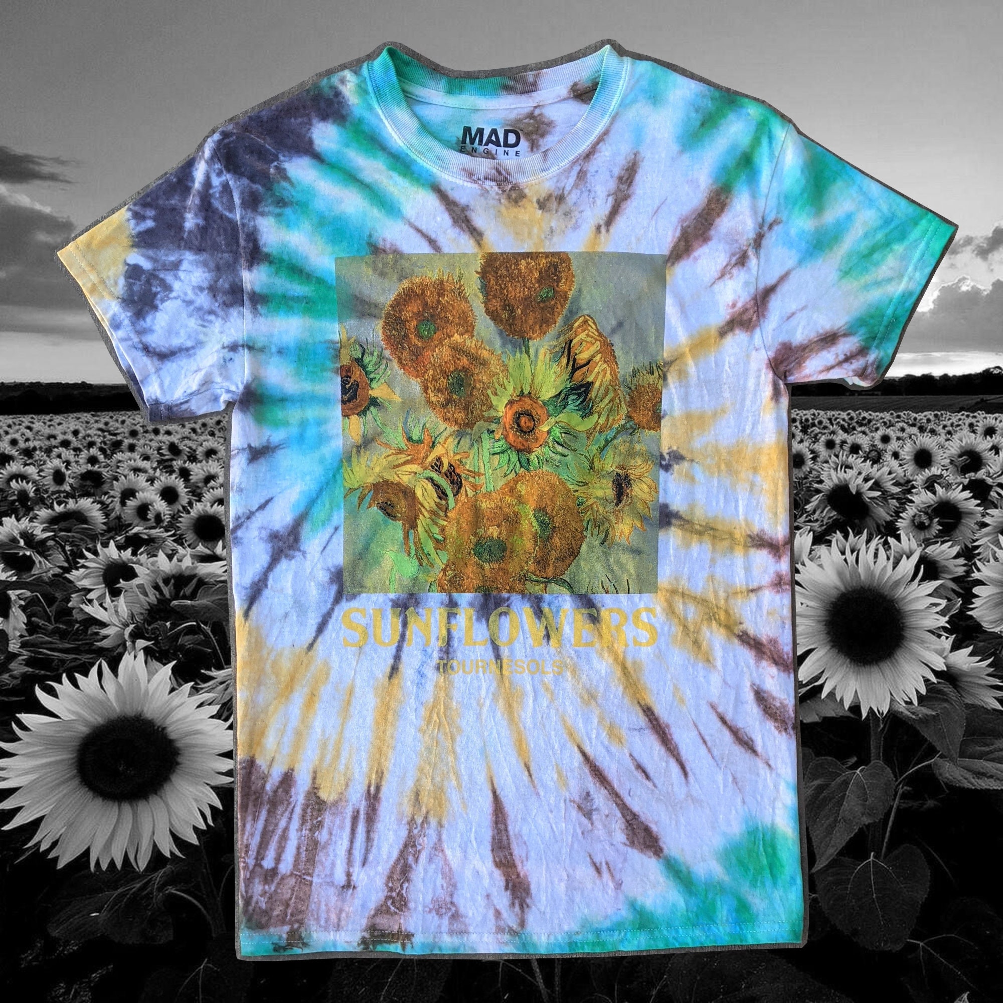 sunflower tye dye shirt