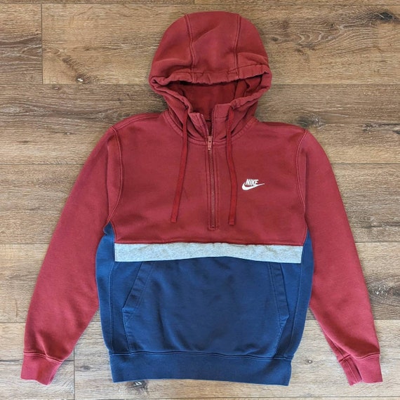 Vintage Nike Quarter Zip Color Block Hoodie Etsy