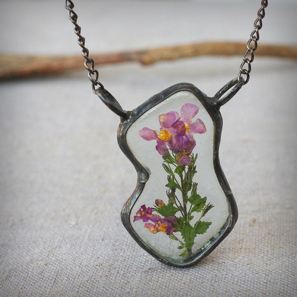 real plant necklace, botanical, terrarium necklace, dried plant, real flowers necklace, handmade