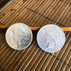U.S. Silver Dollars. 2 - 1923 Peace Dollar Silver Coins.