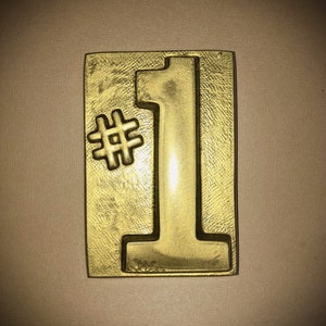 Brass Paperweight. Vintage 70s #1 Paperweight.