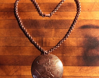 Vintage Copper Necklace. Tibetan Shiva Bheru Necklace.