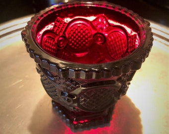 Avon Sugar Bowl. 1876 Ruby Red Sugar Bowl.