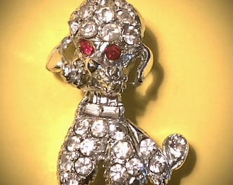Silver Poodle Pin/Brooch. Vintage Costume Jewelry.