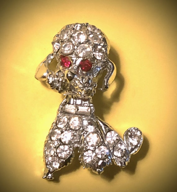 Silver Poodle Pin/Brooch. Vintage Costume Jewelry. - image 1