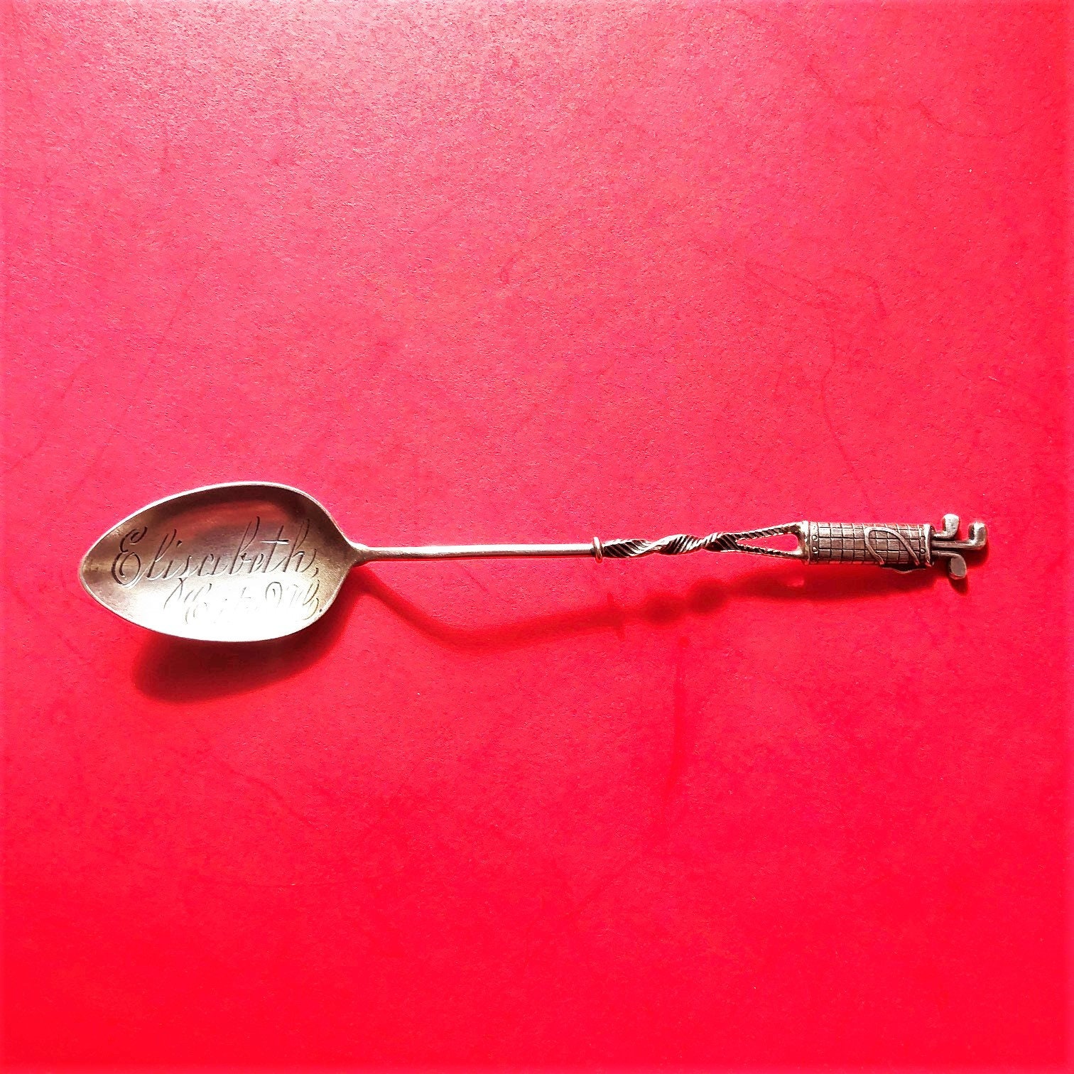 Cuillère Souvenir Ancienne A. Augis Lyon – Émail Monaco – Arg Argenté – État Très Correct