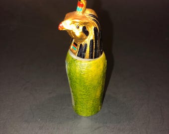 Canopo egipcio Sammit Collect, tarro de órgano, réplica en miniatura de Qebehsenuef