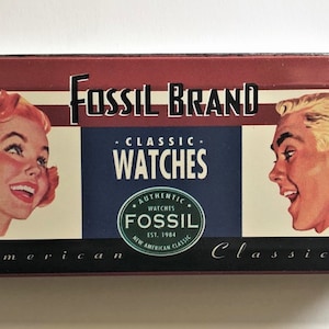 Fossil Brand Classic Watches Tin. Vintage Fossil &#39;American Classic&#39; Watch Tin.