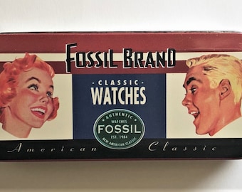 Fossil Brand Classic Watches Tin. Vintage Fossil 'American Classic' Watch Tin.