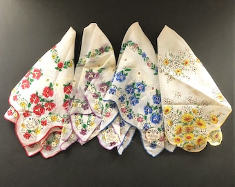 Vintage Handkerchiefs. 4-Nylon Hankies By Bonart.