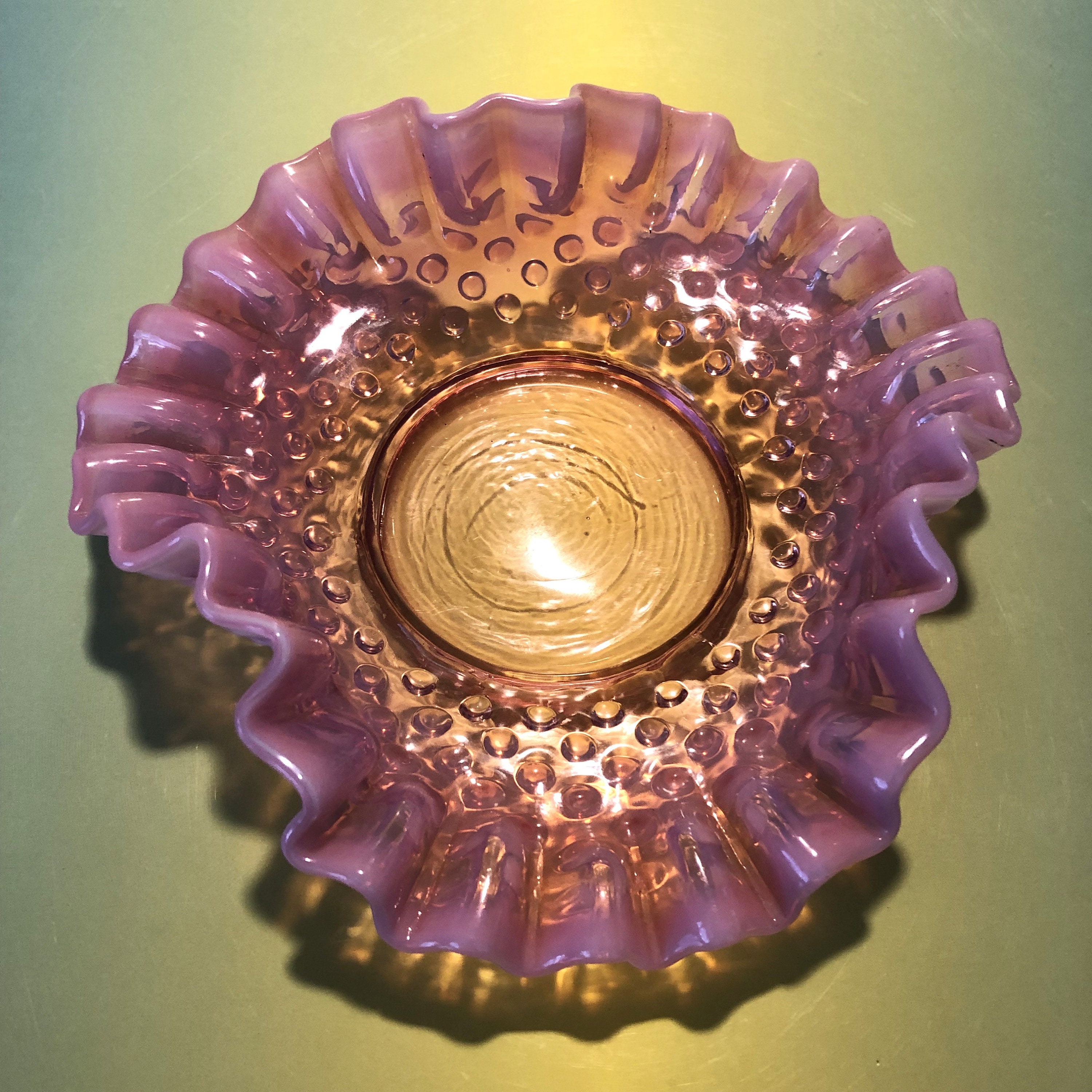 Bon Bon Dish. Vintage Fenton Double Crimped Hobnail