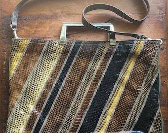 Womens Purse. Vintage Varon Snakeskin Pattern Shoulder Bag.