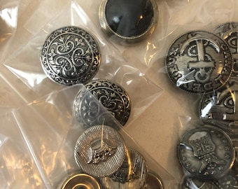 Button Collection. 150 Silver Metal Buttons.