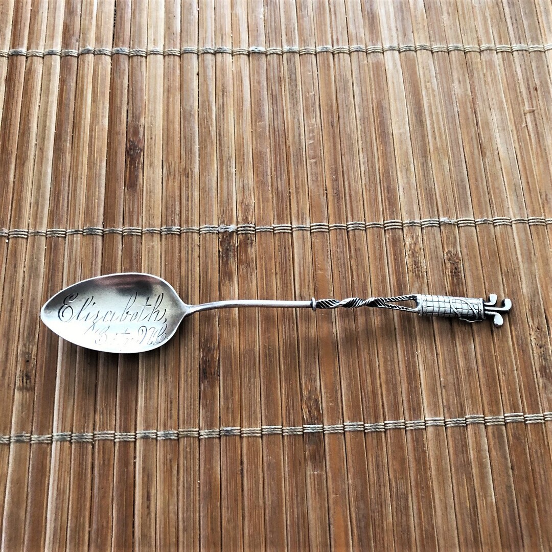 Cuillère Souvenir En Argent Sterling Portland Oregon - Pêche Et Montagne, Collection